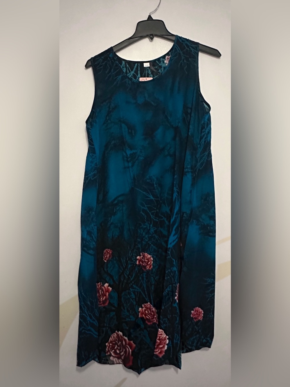 Dark Blue Floral Sleeveless Dress
